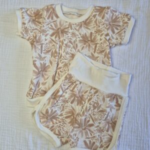 Short + shirt wafel naturel