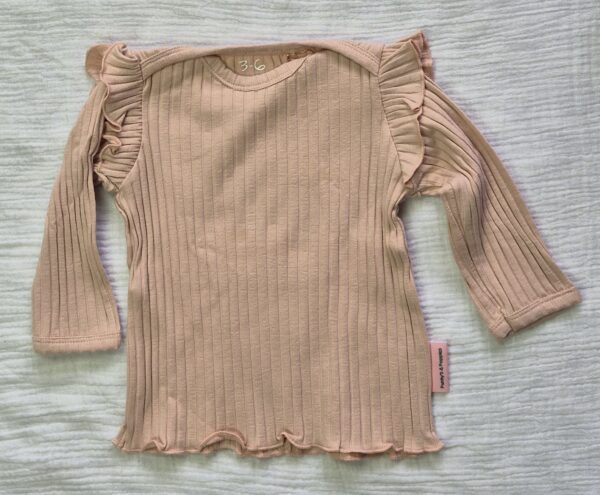 Ruffleshirt nude brede rib