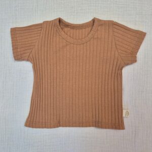 Tshirt camel brede rib