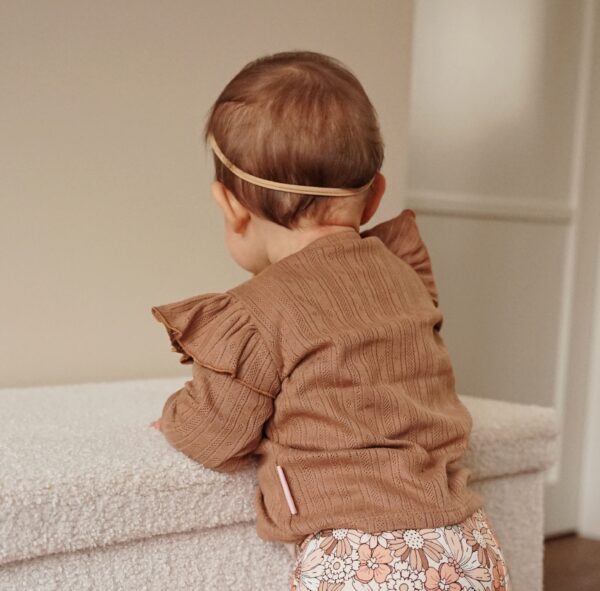 Ruffleshirt bruin pointelle