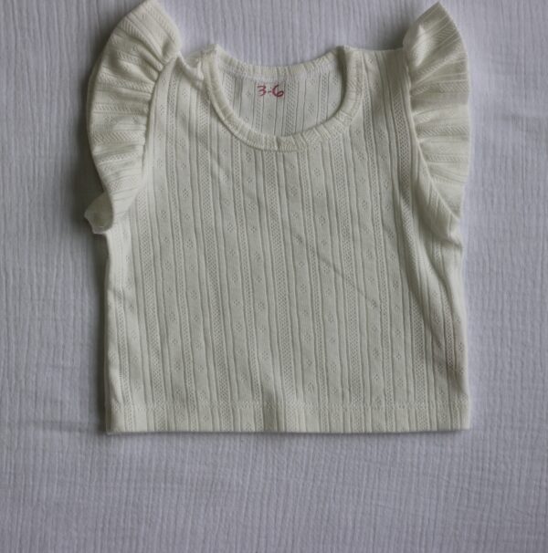 Ruffleshirt wit pointelle