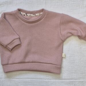 Loungetrui oud rose knit, fijne trui voor over lang mouwen romper