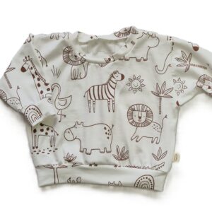 Loungetrui jersey dieren wit bruin