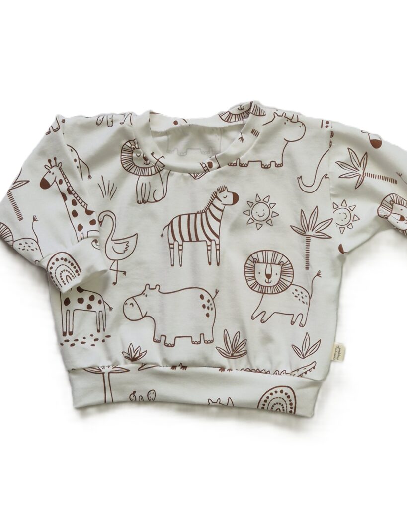 Loungetrui jersey dieren wit bruin